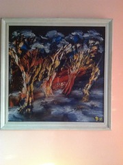 Картина маслом Августовский лес